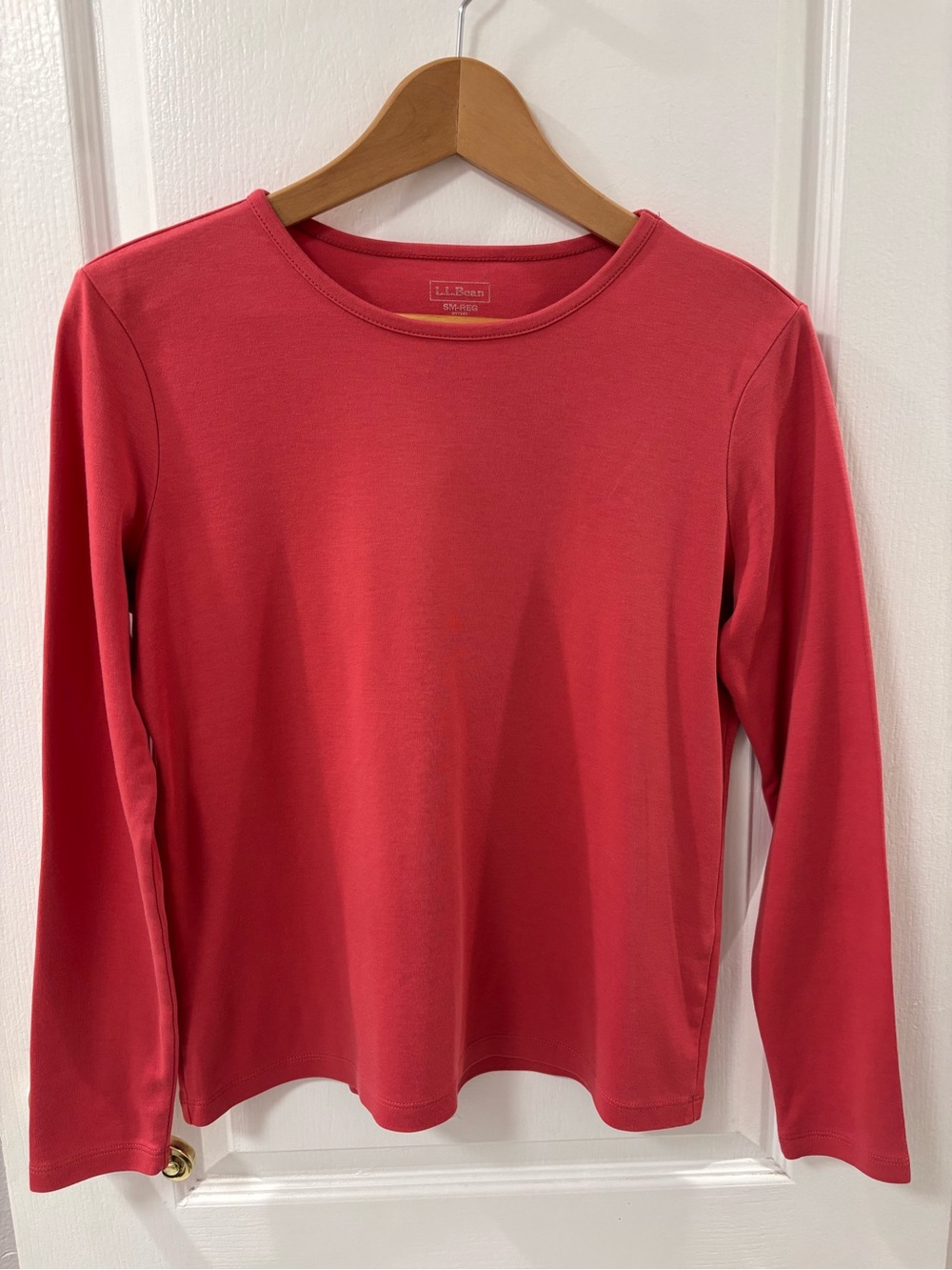 L.L. Bean Women’s Pima Cotton Long-Sleeve Tee Crewneck Coral T-Shirt